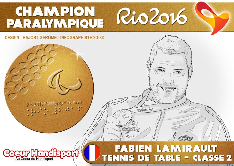 illustration médaillé or jeux paralympiques Rio 2016