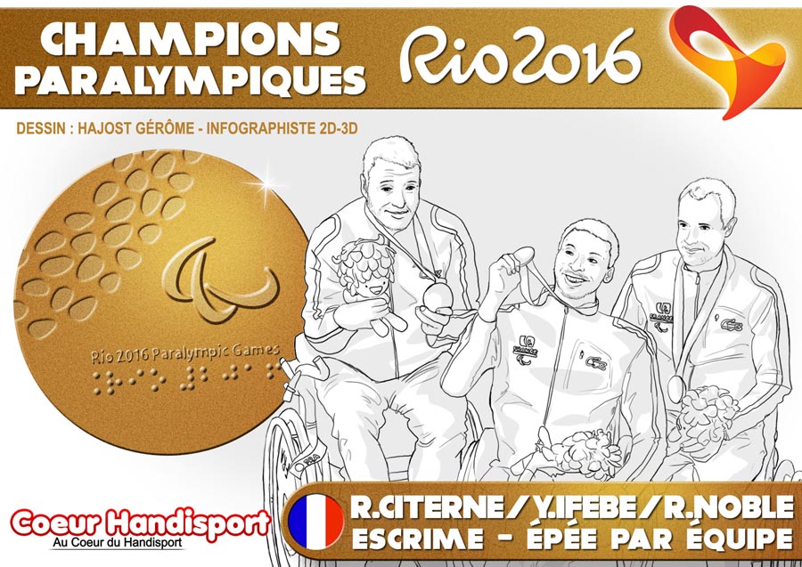 illustration médaillé or jeux paralympiques Rio 2016